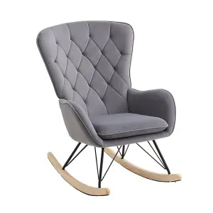 Upholstered Rocking Chair with Removable Padded Seat Comfy Accent Chair