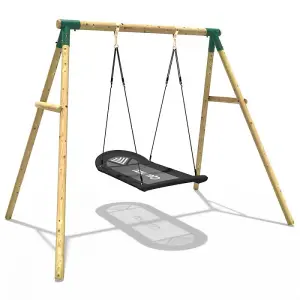 Rebo Boat Swing Seat Wooden Garden Swing Set - Double Boat Green