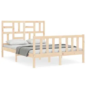 Berkfield Bed Frame with Headboard Small Double Solid Wood