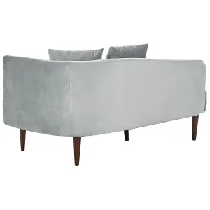 Right Hand Velvet Chaise Lounge Light Grey CHAUMONT