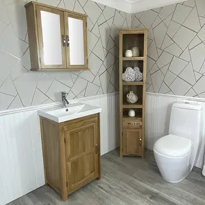 Marte 485mm Free-Standing Cloakroom Vanity Unit Oak