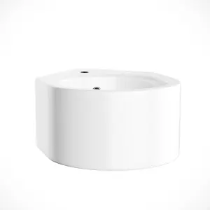 Nes Home 300mm Bathroom Wall Hung Cloakroom Ceramic Compact Corner Basin Sink