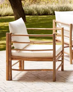 Garden Armchair CERRETO Bamboo Wood Off-White