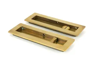 From The Anvil Aged Brass 175mm Plain Rectangular Pull - Privacy Set