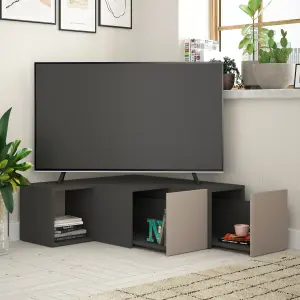 Decortie Compact Modern TV Unit Multimedia Centre Anthracite Grey Mocha Grey with Storage TV Cabinet 94.2cm