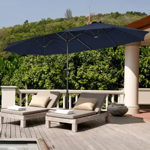 Costway 4.5m Double-Sided Parasol W/ Base and Crank Outdoor Twin Large Patio Umbrella