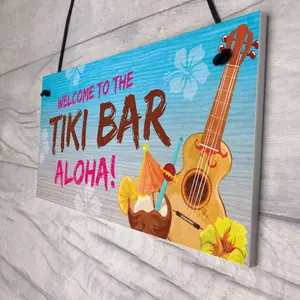 Red Ocean Novelty Tiki Bar Welcome Sign For Home Bar Garden Signs And Plaques Home Decor Gifts