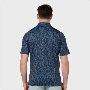 Men's Callaway All Over Chev Print Golf Polo Shirt Peacoat CGKSD0E0-410 - Small