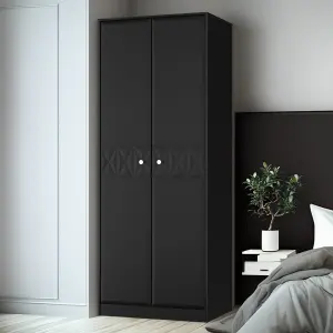 San Jose Ready assembled Contemporary Black Tall Double Wardrobe (H)1960mm (W)740mm (D)520mm