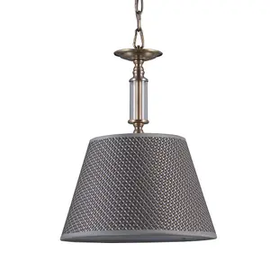 Luminosa Classic Hanging Pendant Antique Bronze 1 Light  with Grey Shade, E14