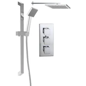 Venus Double Outlet Valve with Square Shower Head & Slide Rail Kit