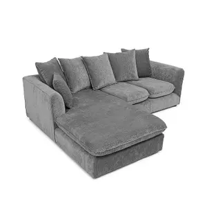 Lucas Water Repellent Velvet Chenille Left Facing Corner Sofa in Graphite