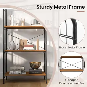 Costway 4-Tier Bookshelf Open-Back Storage Shelf Display Rack Metal Frame Shelving Unit