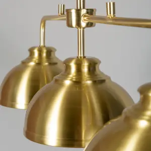 Litecraft Brooklyn Satin Brass 3 Light Industrial Ceiling Pendant Bar