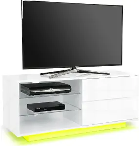 Centurion Supports Gallus High Gloss White with 2-Drawers up to 55" LED/OLED/LCD TV Cabinet with LED Lights