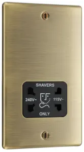 BG Double Raised slim Screwed Shaver socket Matt Brass effect