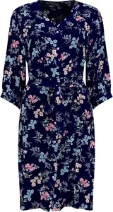 House Of Bruar Ladies Floral Button Dress - Navy Blue