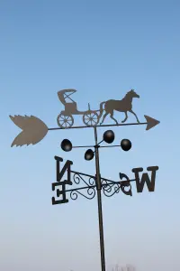 Garden Market Place Weathervane - HORSE & CARRIAGE steel weathervane