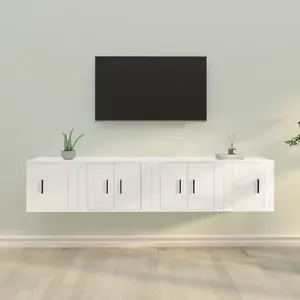 Berkfield 4 Piece TV Cabinet Set High Gloss White Engineered Wood