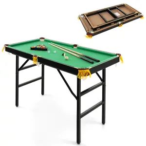 Costway 4FT Folding Billiards Table Portable Pool Game Table Set with 2 Cues 16 Balls