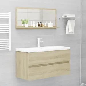 Dorlene Framed Wall Mounted Bathroom Mirror Sonoma Oak / 90 cm