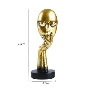 Gold Decor Art Women Face Statue Collectible Figurine Table Decorations for Living Room Desktop Bookshelf 14 Inch