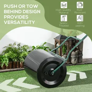 60L Steel Garden Roller Push Pull w/ Fillable Cylinder Water Rolling Drum