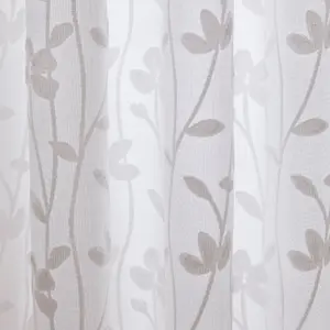 Sophia Ivory Jacquard Pair of Pencil Pleat Curtains