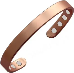 Magenergy Copper Bracelet For Men And Women 99.9% Pure Copper Bangle Adjustable With 8 Magnets (Plain Design)