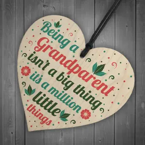 Red Ocean Grandma And Grandpa Gifts For Nan And Grandad Wooden Heart Birthday Christmas Grandparent Gift