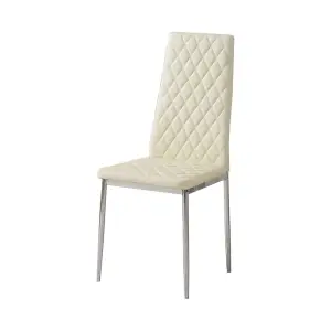 Set of 2 Beige PVC High Back Dining Chairs