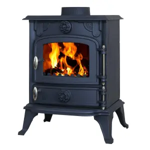 HEATSURE Cast Iron Woodburning Multifuel Stove Fireplace Heat Warm Indoor 5KW