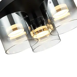 Luminosa Contemporary LED Shade Cluster Ceiling 5 Light Black, Glass 3000K