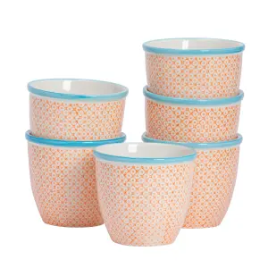 Nicola Spring - Hand-Printed Plant Pots - 14cm - Pack of 6