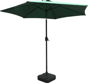 Schallen 2.7m UV50 Garden Outdoor Sun Umbrella Parasol with Winding Crank & Tilt- Green