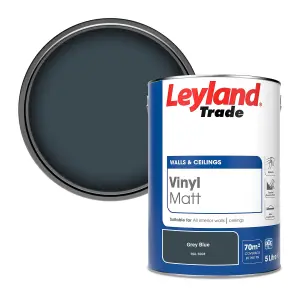 Leyland Trade Vinyl Matt Walls & Ceilings Emulsion Paint Grey Blue (RAL 5008) 5L