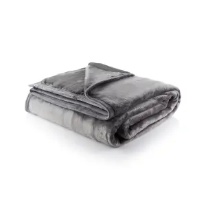 Minky Luxury Throw, Double Blanket, Grey