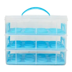 Oypla Blue 3 Tier 36 Cupcake Plastic Carrier Holder Storage Container