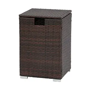 Teamson Home Outdoor Garden Rattan Fire Pit 9kg Gas Bottle Tank Storage, Brown