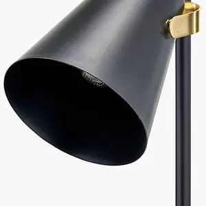 Black and Brushed Brass Task Floor Lamp