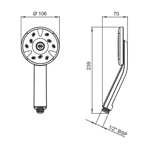 Methven Satinjet KIRI Low Flow Shower Head - Chrome/Gray