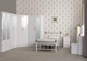 Nevada 2 Door Corner Wardrobe in White Gloss Finish