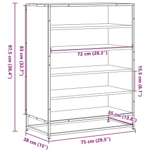 Berkfield Shoe Cabinet Brown Oak 75x38x97.5 cm Engineered Wood and Metal