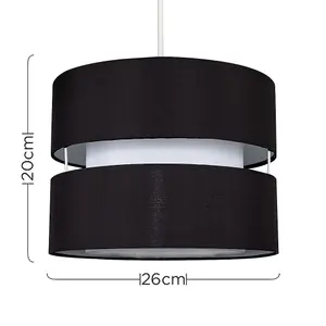 ValueLights Sophia Modern 2 Tier Black Cylinder Ceiling Pendant Light Shade