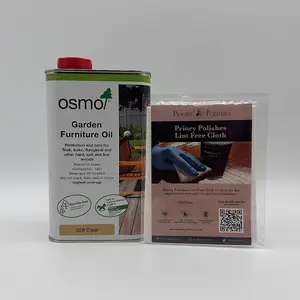 Osmo Garden Furniture Oil 1 Litre & Free Priory Polishes Lint Free Cloth