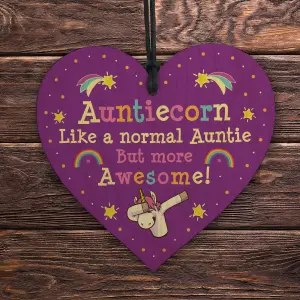 Red Ocean Novelty Auntie Gift From Niece Nephew Funny Wood Heart Auntie Birthday Gifts