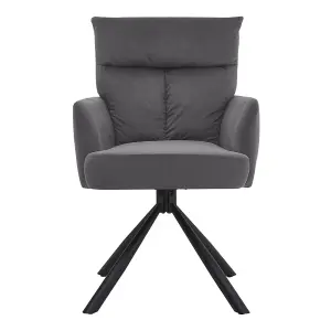 Grey Modern Upholstered Swivel Armchair with Legs 94cm H