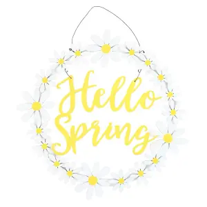 Something Different Hello Spring Daisy Wreath White/Yellow (One Size)