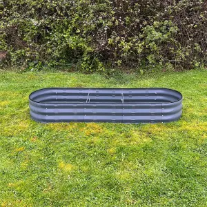 Set of 2 x Large Metal Oval Raised Vegetable Bed in Dark Grey (170cm)