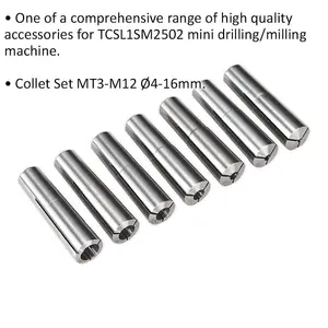 4mm to 16mm Collet MT3-M12 Set - Suits ys08796 Mini Drilling & Milling Machine